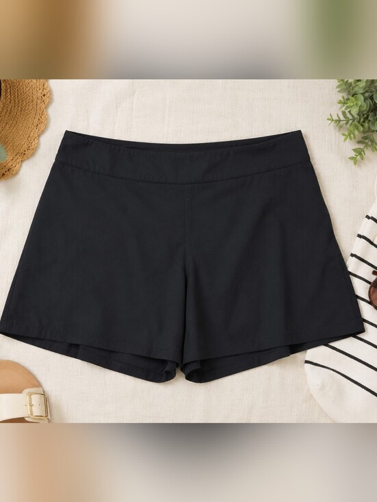 Express Pants - Express Black Easy Pull On High Rise Shorts Women's Medium Flat Front A-Line